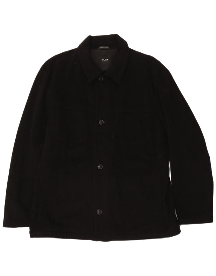 Hugo Boss Mens Utility Jacket EU 54 2XL Black Wool