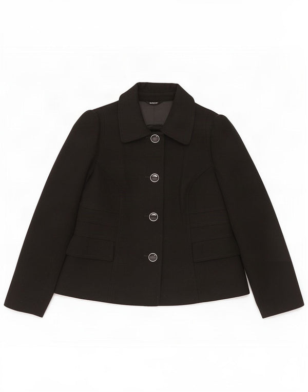 Marks & Spencer Womens 4 Button Blazer Jacket UK 14 Medium Black Polyester