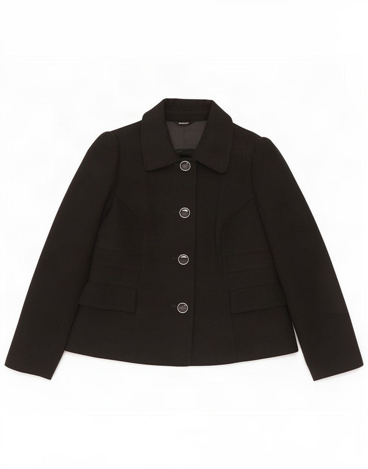 Marks & Spencer Womens 4 Button Blazer Jacket UK 14 Medium Black Polyester