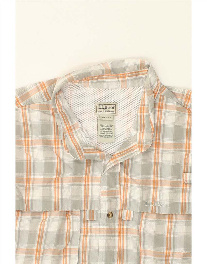 L.L.BEAN Mens Tall Short Sleeve Shirt XL Grey Check Polyester | Vintage L.L.Bean | Thrift | Second-Hand L.L.Bean | Used Clothing | Messina Hembry 