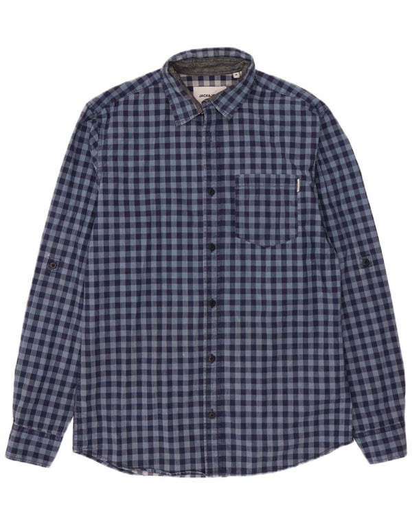Jack & Jones Mens Slim Fit Shirt Medium Blue Gingham