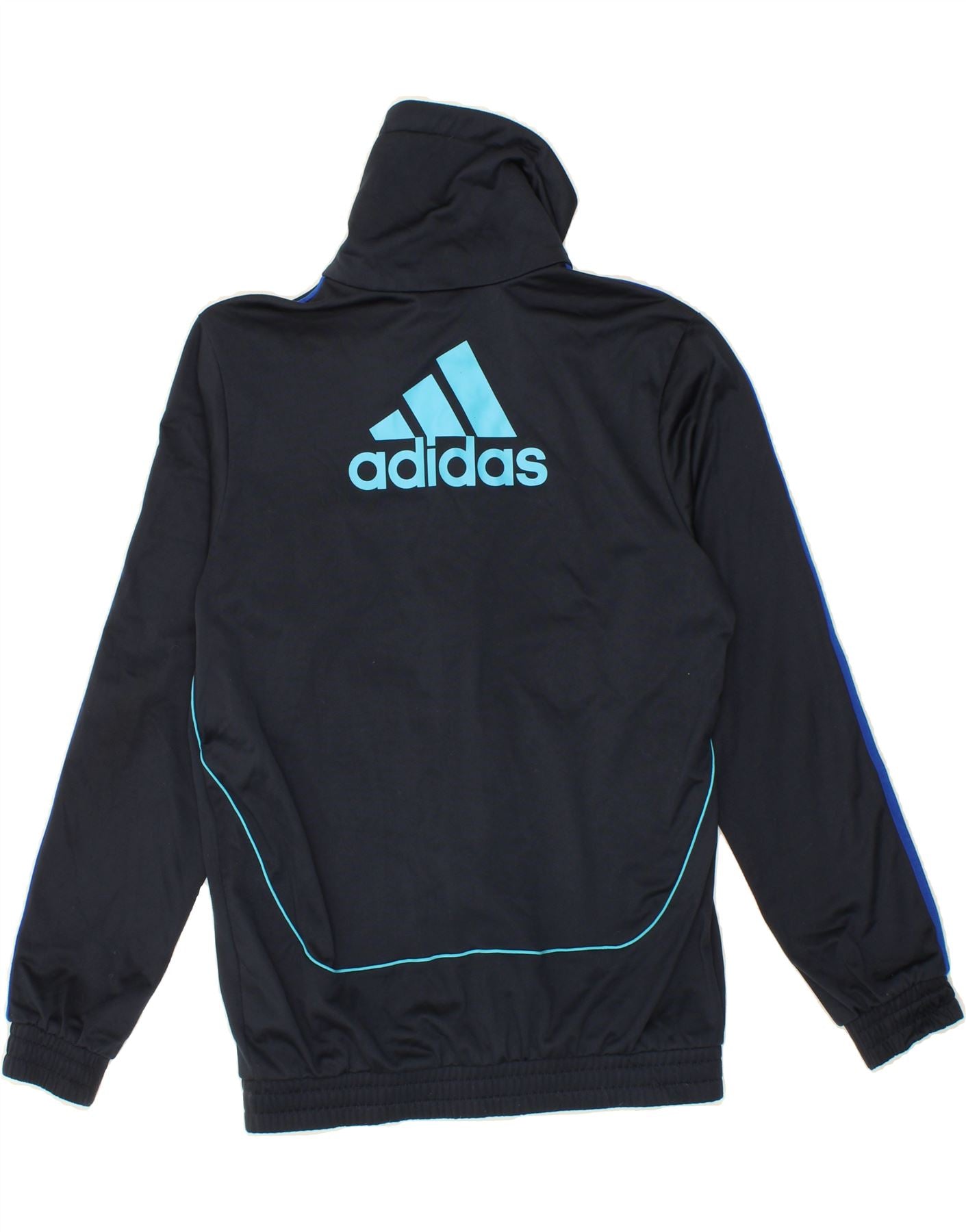 ADIDAS Mens Graphic Tracksuit Top Jacket UK 34 36 Small Navy Blue Vintage Second Hand Clothing Online Messina Hembry