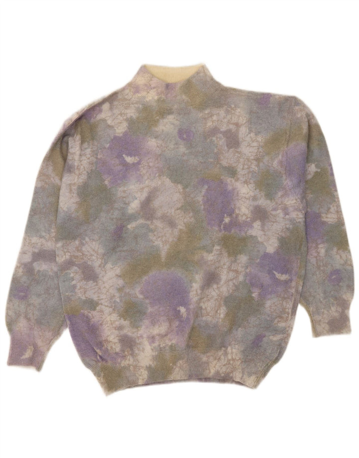 Vintage Womens Turtle Neck Jumper Sweater UK 14 Large Multicoloured Tie Dye
