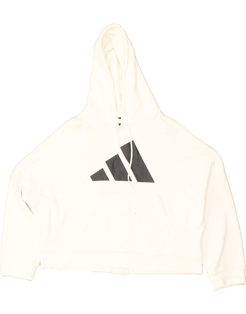 ADIDAS Womens Oversized Graphic Hoodie Jumper UK 12/14  Medium White | Vintage Adidas | Thrift | Second-Hand Adidas | Used Clothing | Messina Hembry 