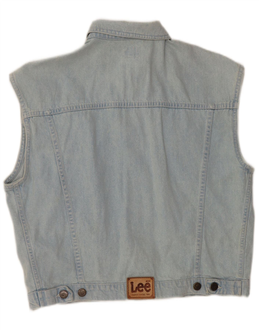 LEE Womens Denim Gilet UK 14 Large Blue Cotton