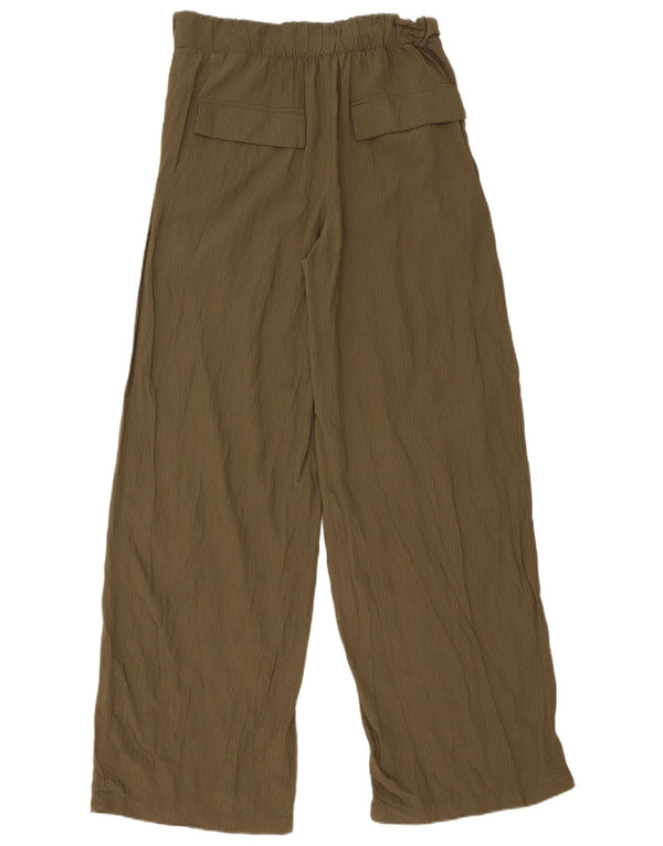 Zara Womens High Waist Chino Trousers Medium W30 L32 Khaki Pinstripe