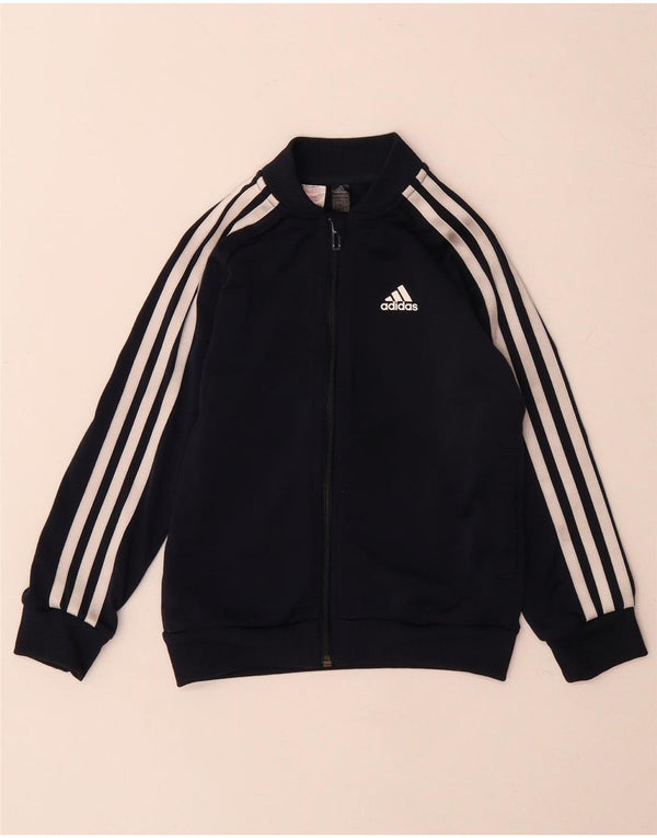 Adidas Boys Tracksuit Top Jacket 6-7 Years Navy Blue Polyester