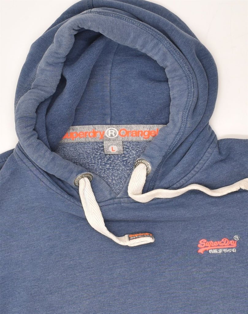 SUPERDRY Womens Hoodie Jumper UK 16 Large Blue Polyester | Vintage Superdry | Thrift | Second-Hand Superdry | Used Clothing | Messina Hembry 