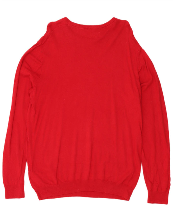 Wrangler Mens Boat Neck Jumper Sweater 2XL Red Cotton