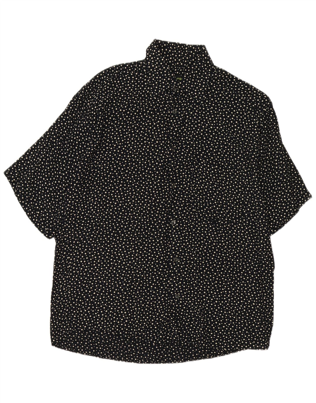 Vintage Mens Short Sleeve Shirt Medium Black Spotted
