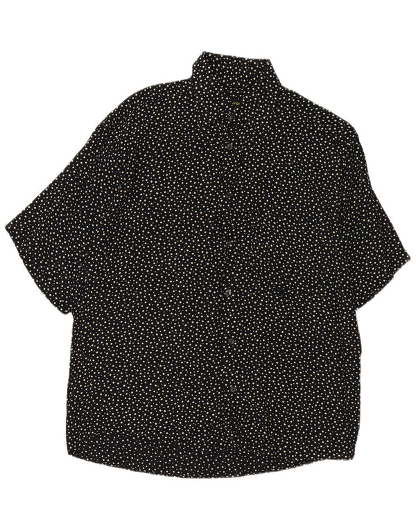 Vintage Mens Short Sleeve Shirt Medium Black Spotted