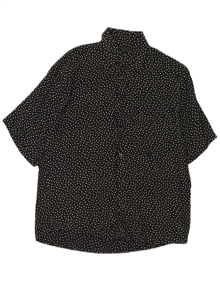 Vintage Mens Short Sleeve Shirt Medium Black Spotted