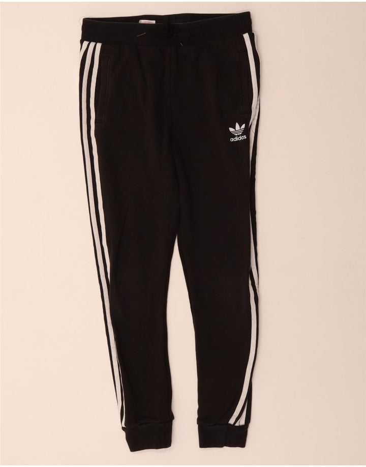 ADIDAS Womens Tracksuit Trousers Joggers UK 12 Medium  Black Cotton