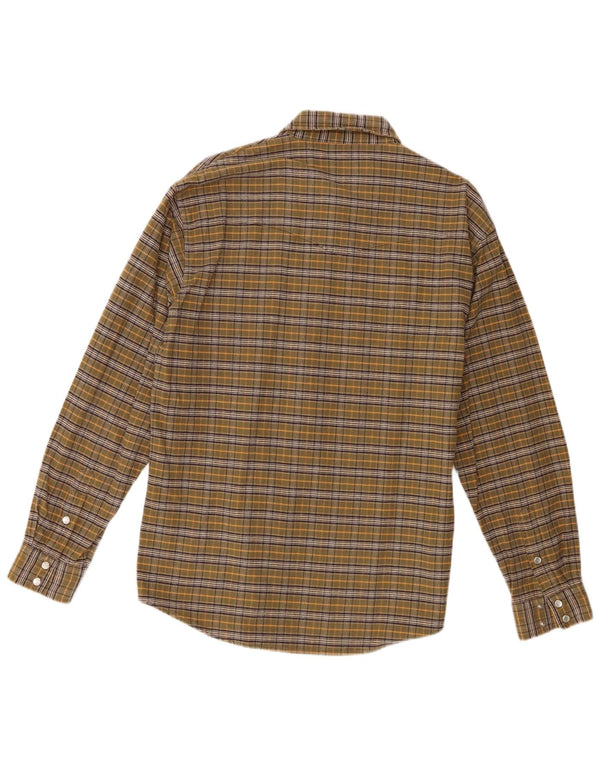 Wrangler Mens Flannel Shirt Large Khaki Check Cotton