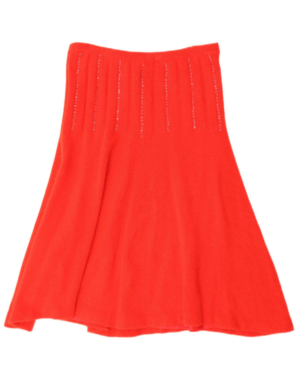Vintage Womens Knit Flared Skirt IT 44 Medium W30 Red Angora
