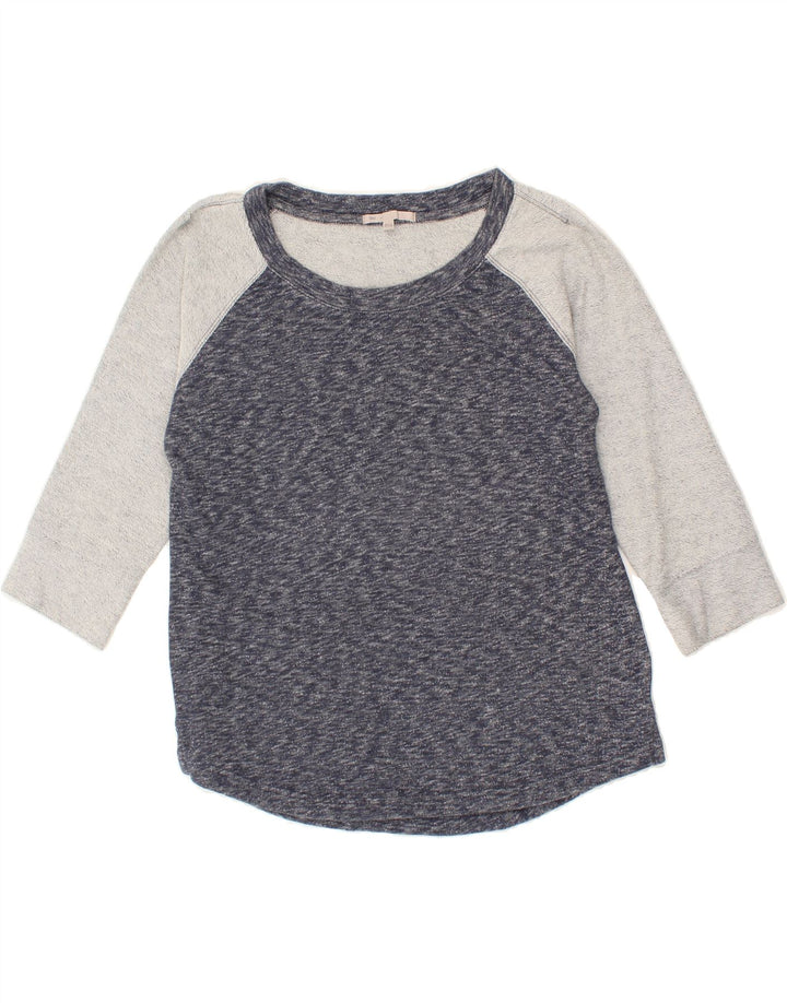 GAP Womens 3/4 Sleeve Sweatshirt Jumper UK 14 Medium Navy Blue Colourblock Vintage Gap and Second-Hand Gap from Messina Hembry 