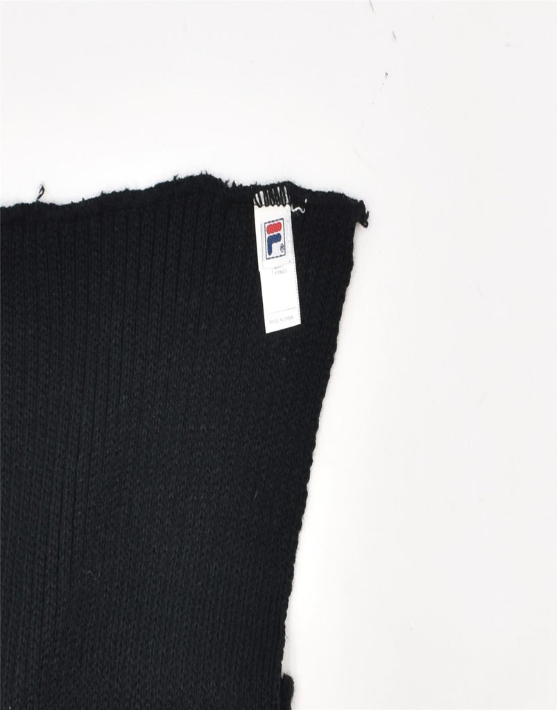 FILA Mens Knit Rectangle Scarf One size Black Acrylic | Vintage | Thrift | Second-Hand | Used Clothing | Messina Hembry 