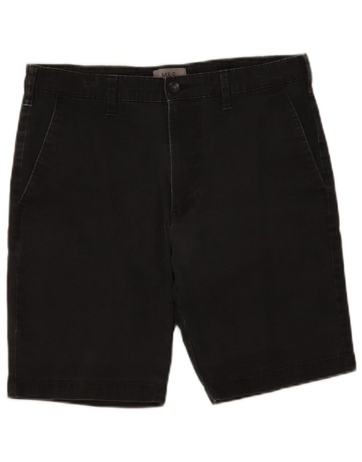 Marks & Spencer Mens Chino Shorts W32 Medium Black Cotton
