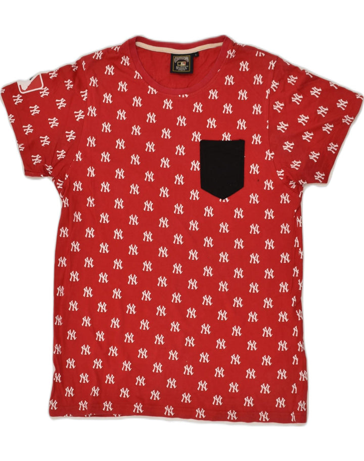 MAJESTIC Womens Cooperstown Graphic T-Shirt Top UK 16 Large Red Cotton | Vintage Majestic | Thrift | Second-Hand Majestic | Used Clothing | Messina Hembry 