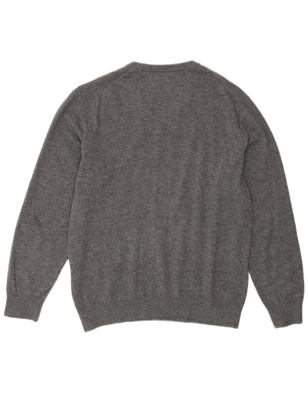 GANT Mens V-Neck Jumper Sweater XL Grey Lambswool