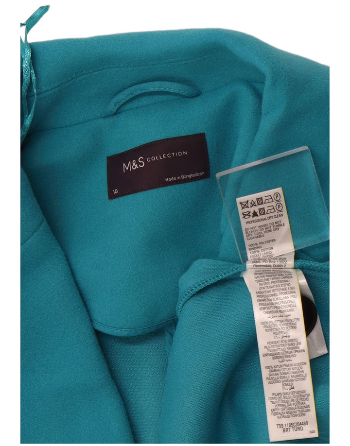 MARKS & SPENCER Womens Overcoat UK 10 Small Blue Polyester