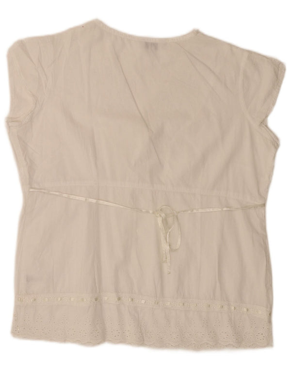 Max & Co. Womens Petite Blouse Top UK 12 Medium White Floral Cotton