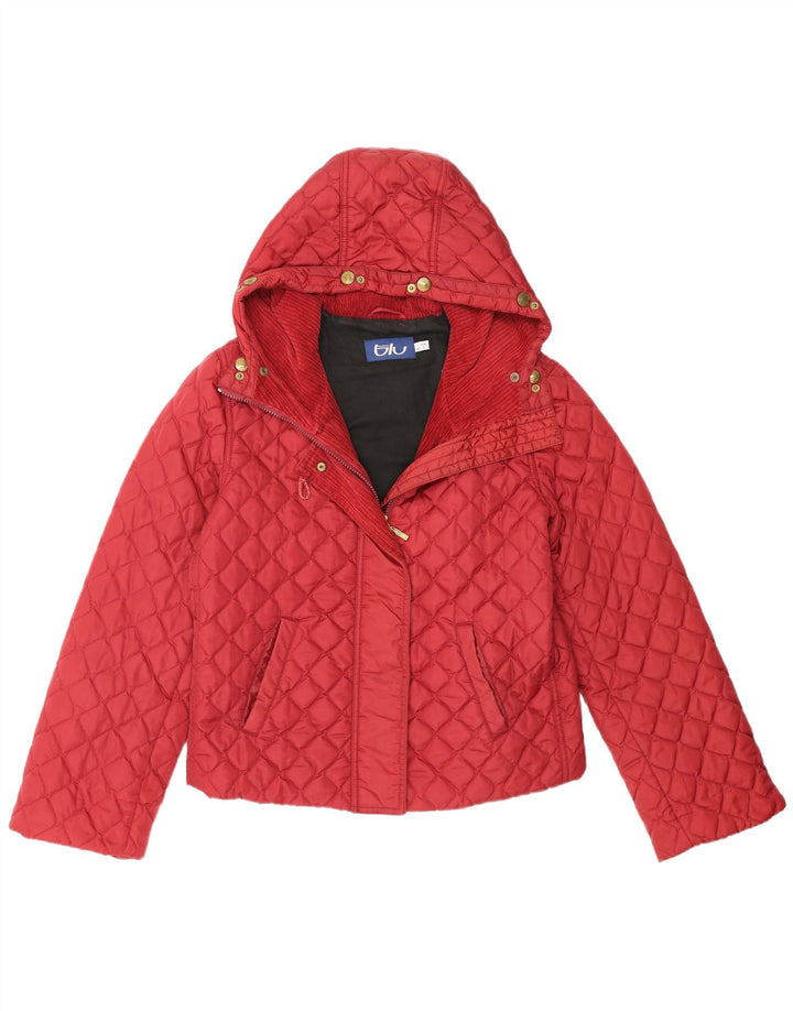Byblos Womens Hooded Quilted Jacket UK 12 Medium Burgundy Polyester