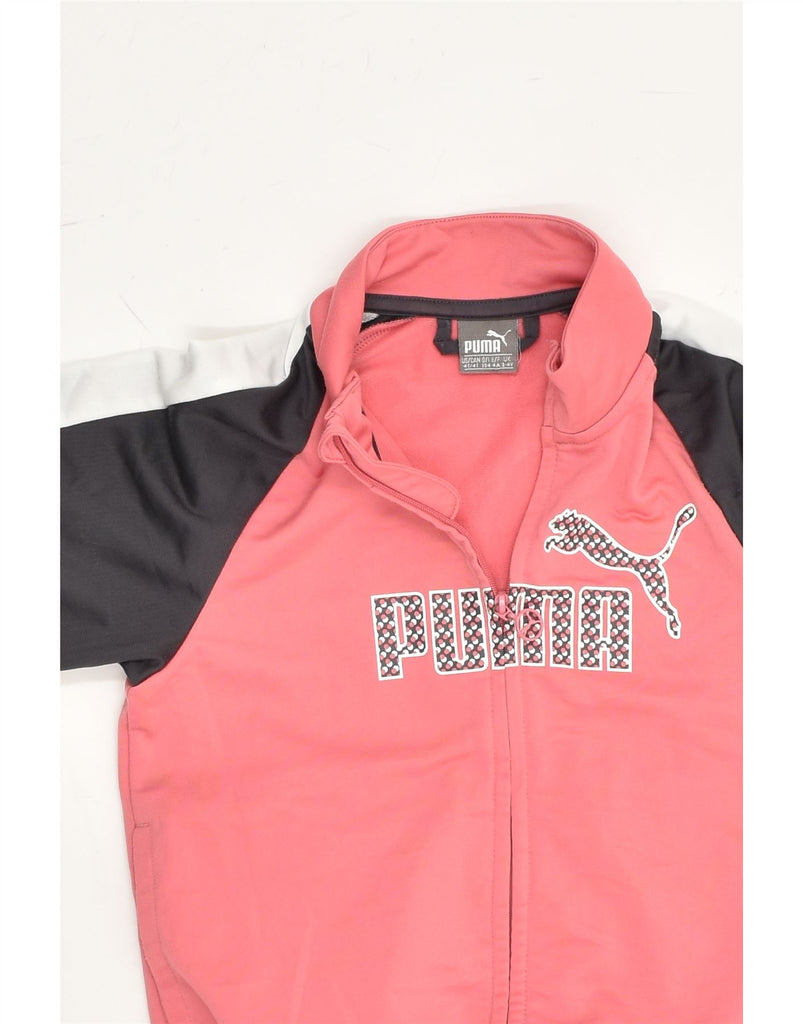 PUMA Girls Graphic Tracksuit Top Jacket 3-4 Years Pink Colourblock | Vintage Puma | Thrift | Second-Hand Puma | Used Clothing | Messina Hembry 