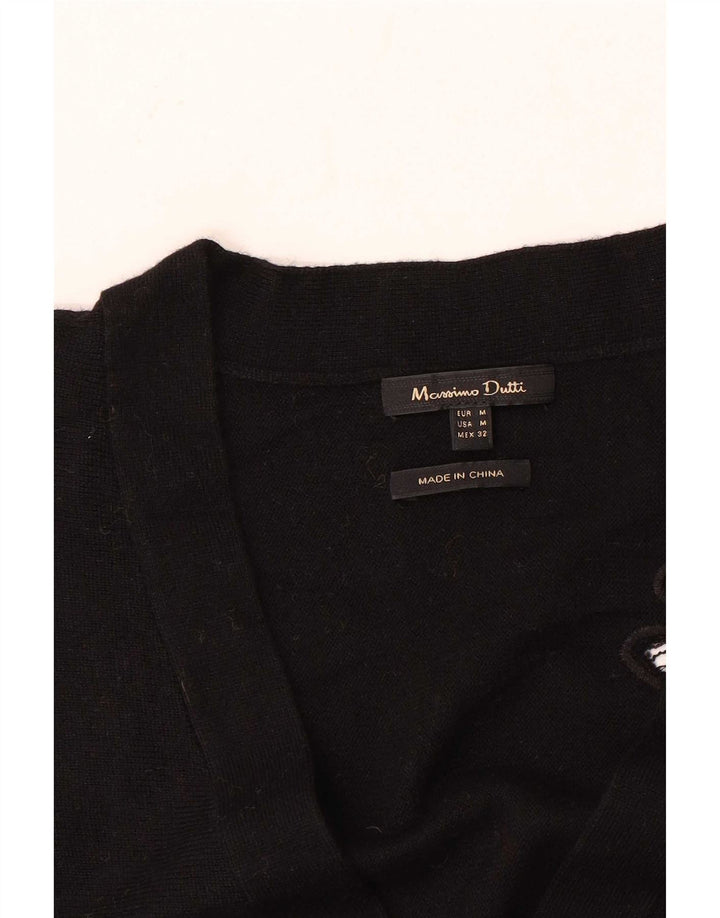 Massimo Dutti Womens Oversized Cardigan Sweater UK 14 Medium Black Floral