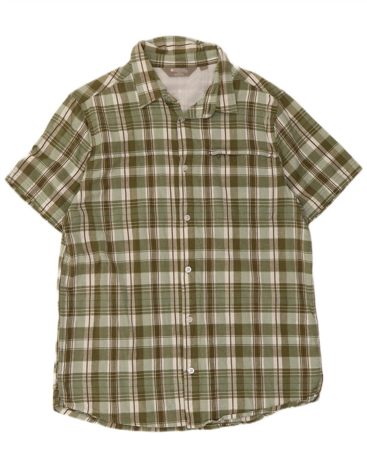 Mountain Warehouse Mens Short Sleeve Shirt Large Green Check Cotton