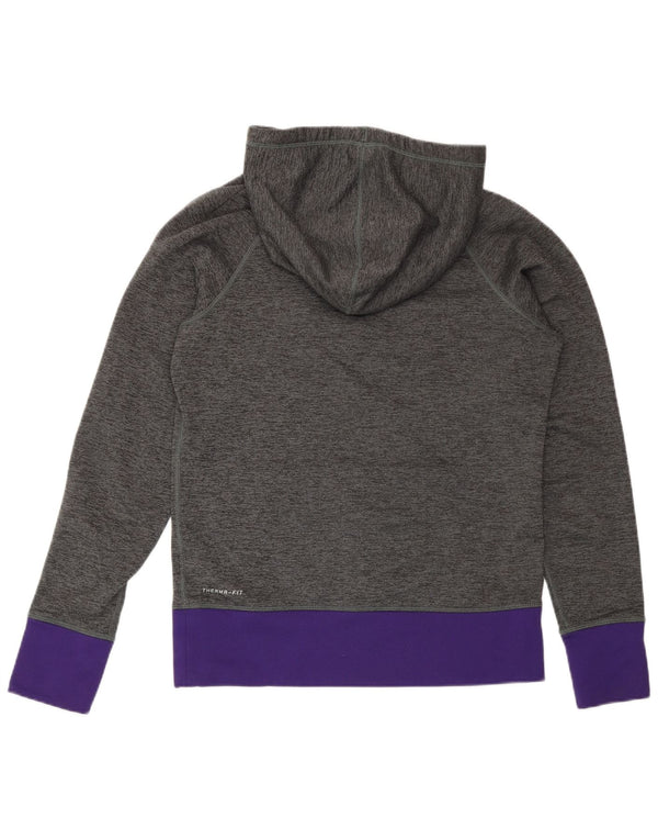 Nike Womens Therma-Fit Graphic Hoodie Jumper UK 10 Small Grey Colourblock