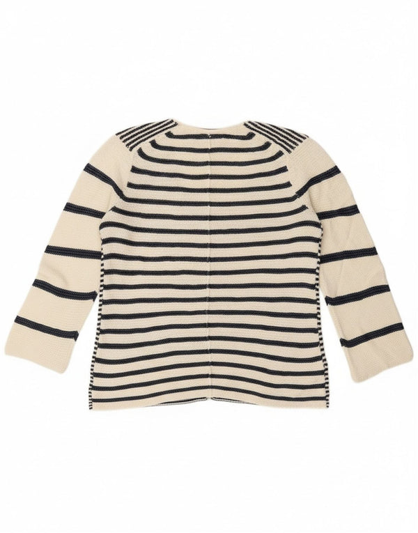 Tommy Bahama Womens V-Neck Jumper Sweater UK 14 Medium Off White Nautical