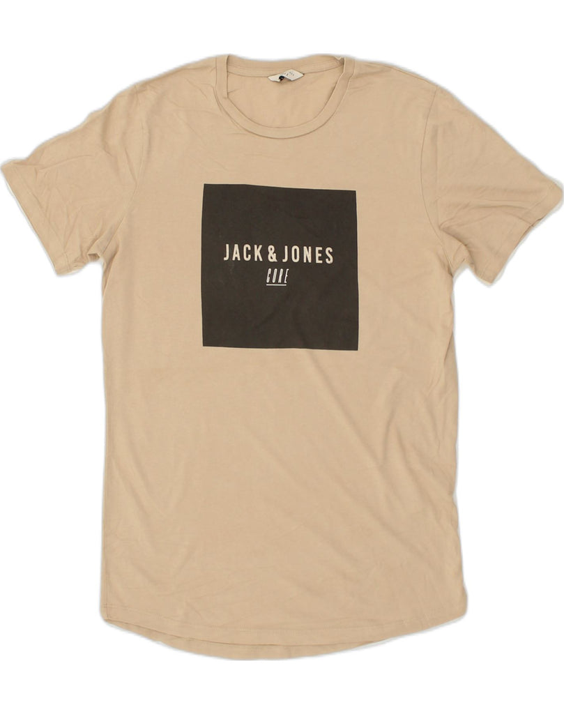 JACK & JONES Mens Graphic T-Shirt Top Medium Beige Cotton | Vintage Jack & Jones | Thrift | Second-Hand Jack & Jones | Used Clothing | Messina Hembry 