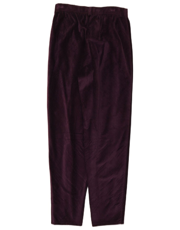 Superior Womens High Waist Corduroy Trousers IT 44 Medium W26 L29 Purple