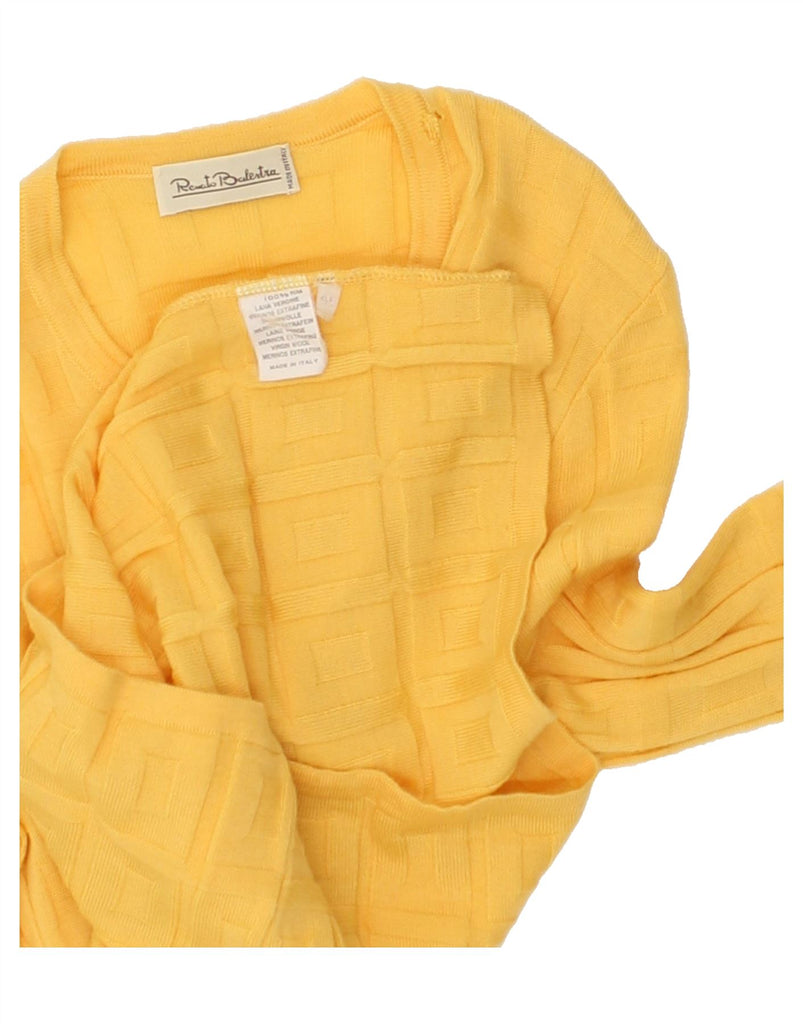 RENATO BALESTRA Womens Cardigan Sweater IT 44 Medium Yellow Virgin Wool | Vintage Renato Balestra | Thrift | Second-Hand Renato Balestra | Used Clothing | Messina Hembry 