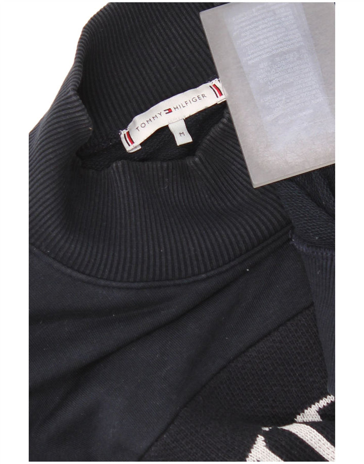 Tommy Hilfiger Womens Graphic Sweatshirt Jumper UK 14 Medium Black Cotton