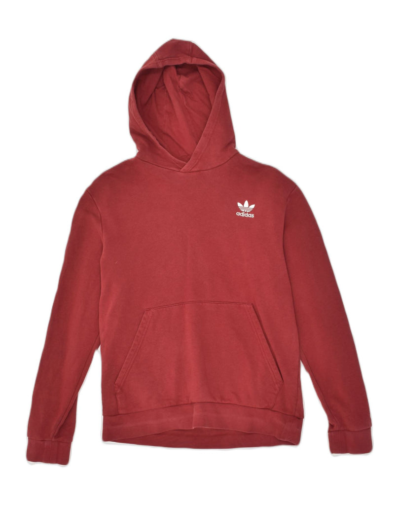 ADIDAS Boys Hoodie Jumper 15-16 Years Maroon Colourblock Cotton | Vintage Adidas | Thrift | Second-Hand Adidas | Used Clothing | Messina Hembry 