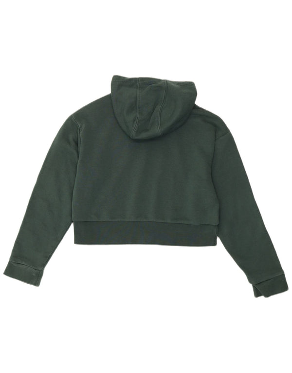 Adidas Girls Graphic Crop Hoodie Jumper 11-12 Years Green Cotton