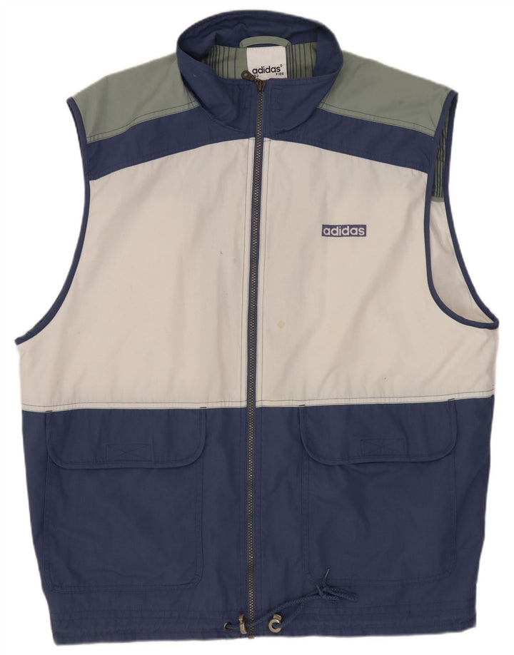 ADIDAS Mens Gilet UK 42/44 Large Multicoloured Colourblock Polyester