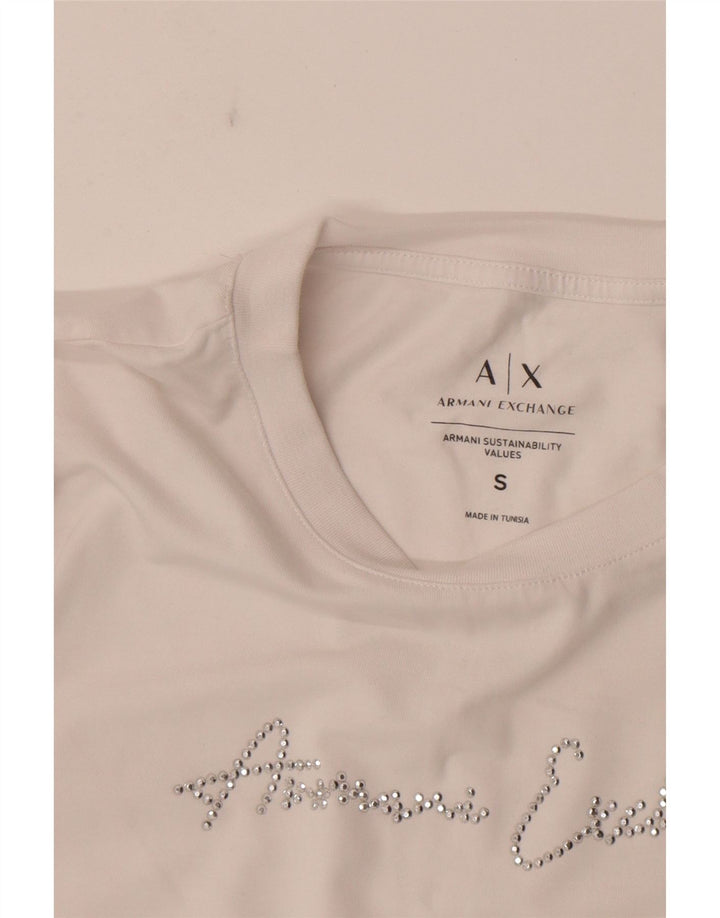 Armani Exchange Womens Graphic T-Shirt Top UK 10 Small White