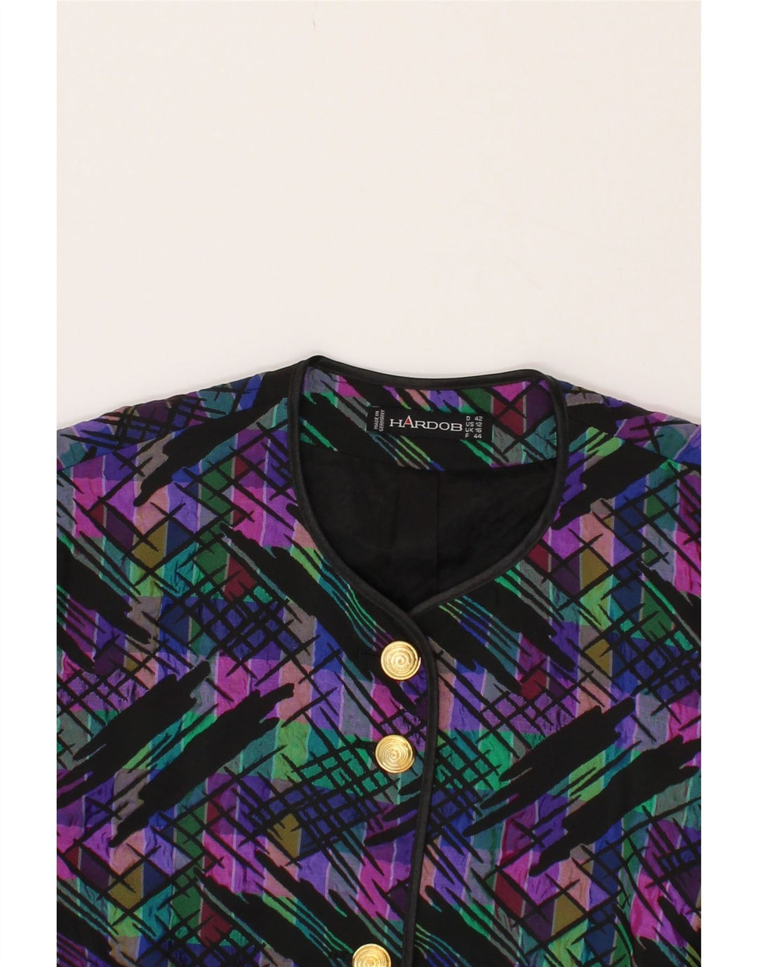 HARDOB Womens Abstract Pattern Blazer Jacket UK 16 Large  Multicoloured Vintage Hardob and Second-Hand Hardob from Messina Hembry 