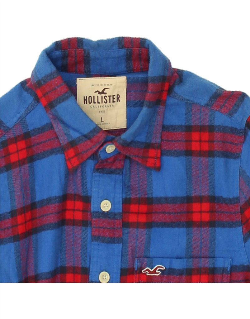 HOLLISTER Mens Flannel Shirt Large Blue Check Cotton | Vintage Hollister | Thrift | Second-Hand Hollister | Used Clothing | Messina Hembry 