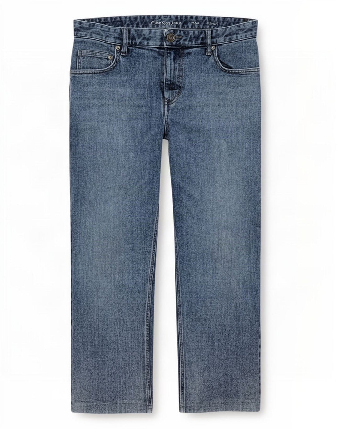 Calvin Klein Mens Straight Jeans W34 L26 Blue Cotton