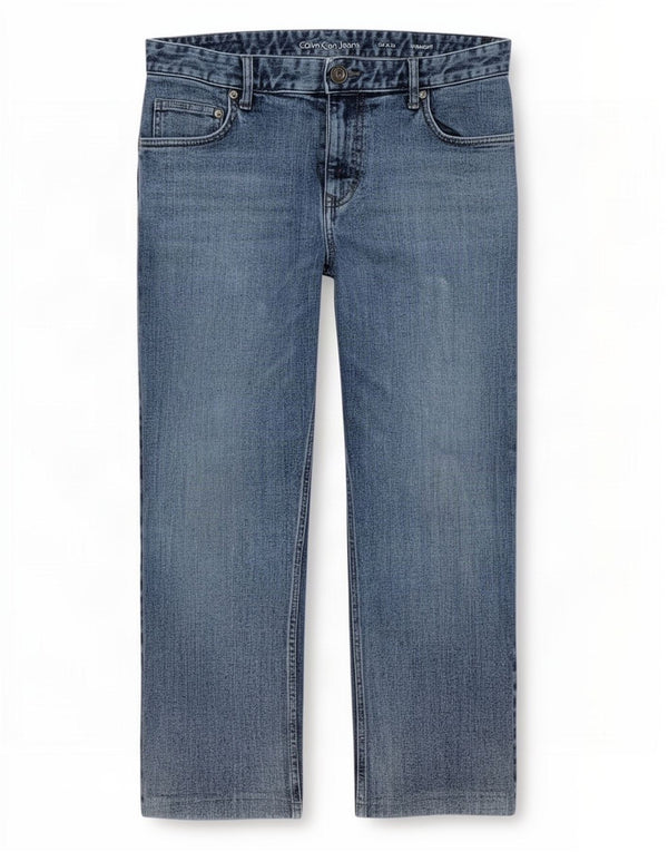 Calvin Klein Mens Straight Jeans W34 L26 Blue Cotton