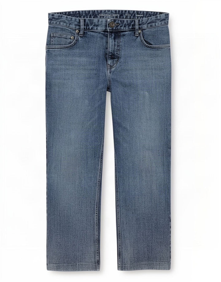 Calvin Klein Mens Straight Jeans W34 L26 Blue Cotton