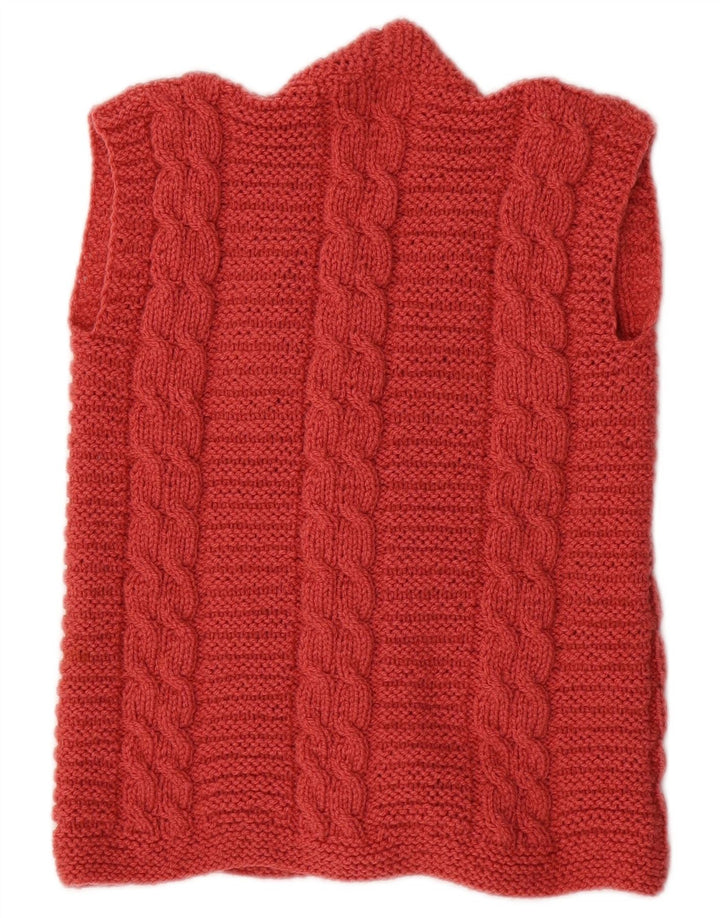 VINTAGE Womens Sleeveless Cardigan Sweater UK 8 Small Red