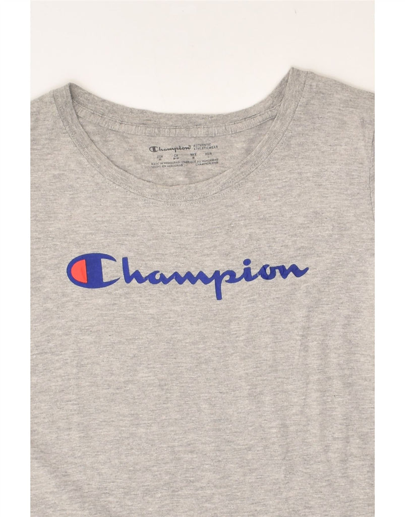 CHAMPION Womens Graphic T-Shirt Top UK 14 Medium Grey | Vintage Champion | Thrift | Second-Hand Champion | Used Clothing | Messina Hembry 