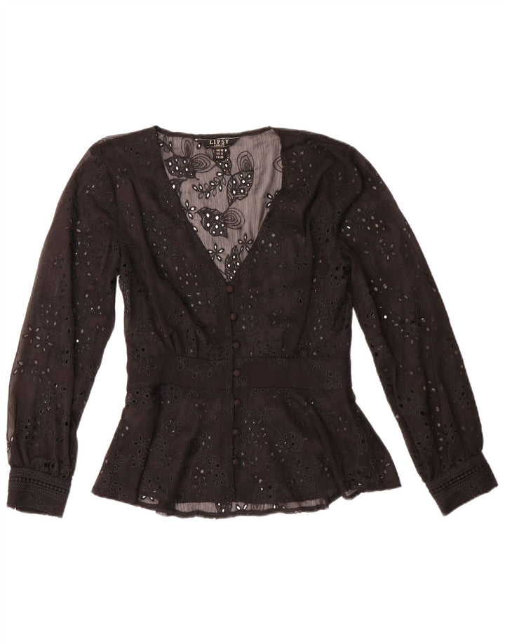 Lipsy Womens Shirt Blouse UK 10 Small Black Floral Polyester