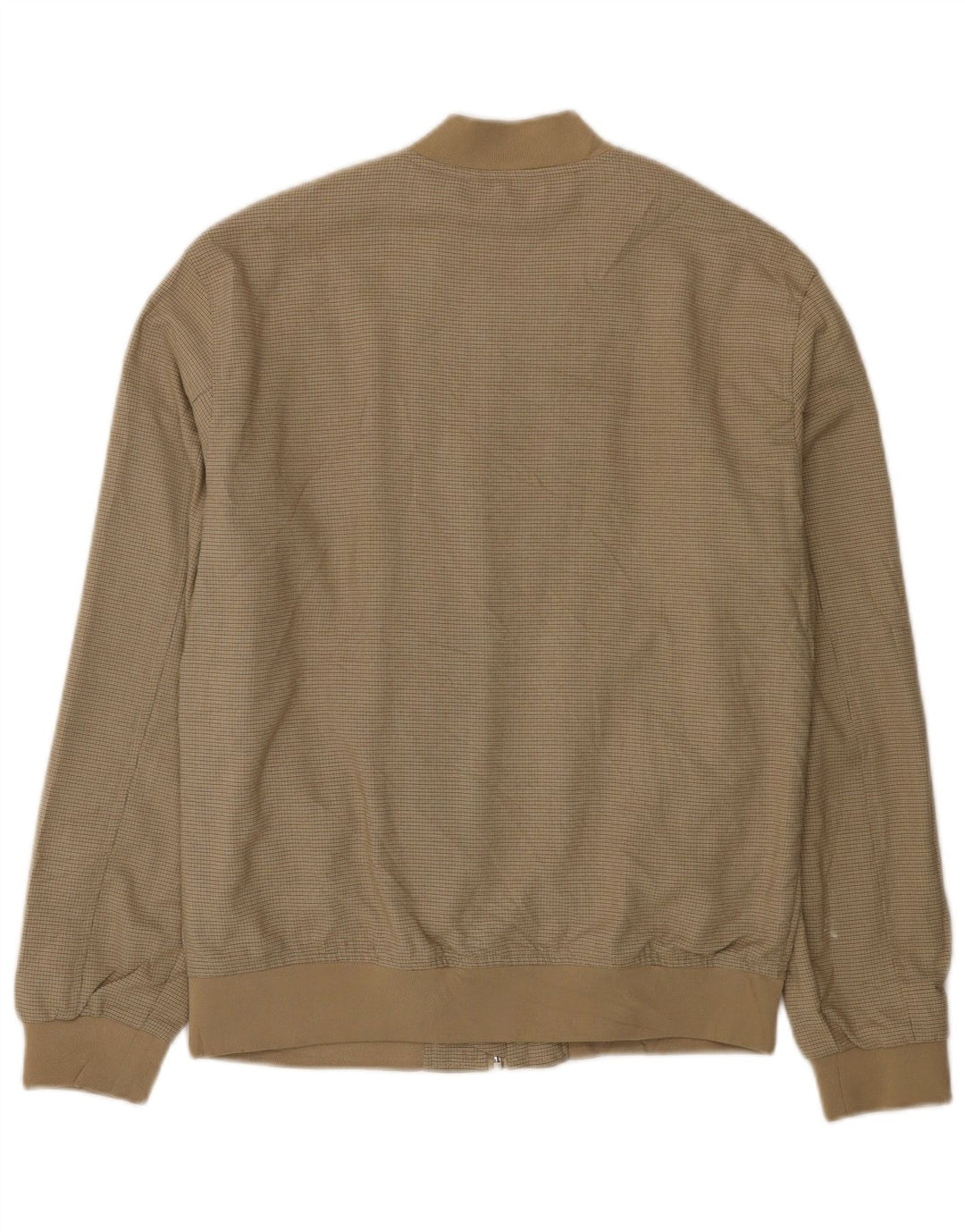 Zara Mens Bomber Jacket UK 36 Small Beige Check Polyester