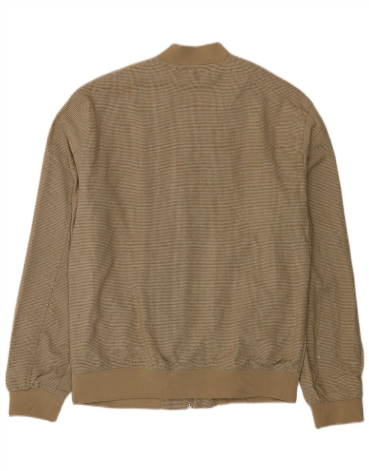 Zara Mens Bomber Jacket UK 36 Small Beige Check Polyester